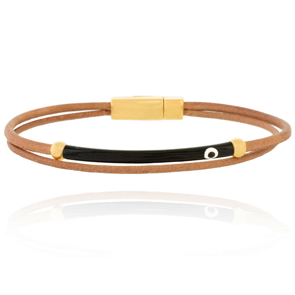 DOUBLE LEATHER EYE MINIMAL BRACELET - Chalice