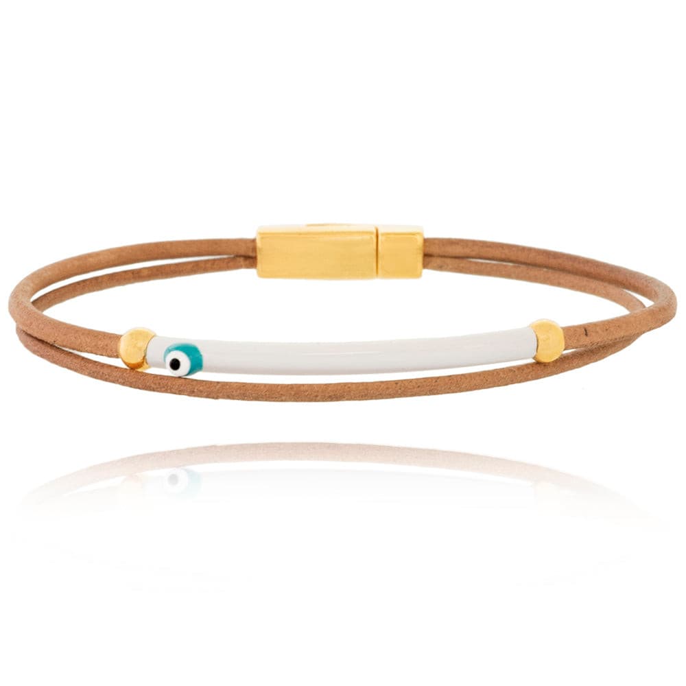 DOUBLE LEATHER EYE MINIMAL BRACELET - Chalice